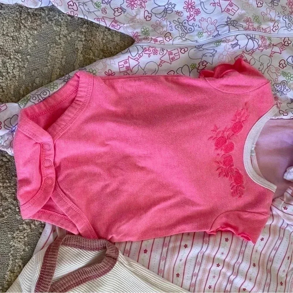 3-6 months Baby Girl Bundle Lot of Sleepsuits Footsies Bodysuits Onesies Pink